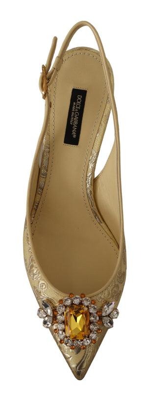Gold Kristall Slingbacks Pumps Heels Schuhe