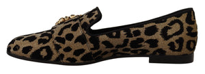 Gold Leopard Print Kristalle Loafers Schuhe