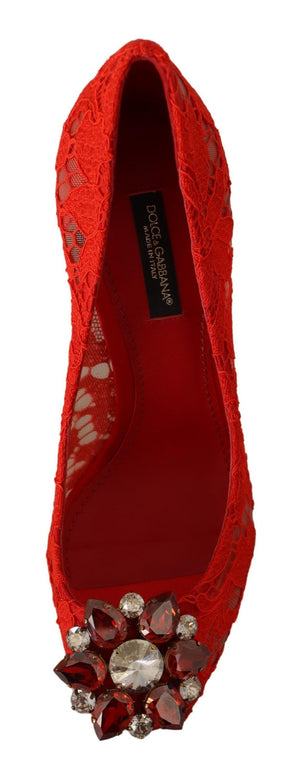 Rote Taormina Spitze Kristall Heels Pumps