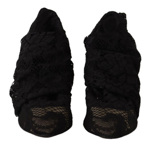 Schwarz Stretch Socken Taormina Spitze Stiefel Schuhe