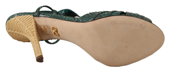Grün Python Riemchen Sandalen Heels Schuhe