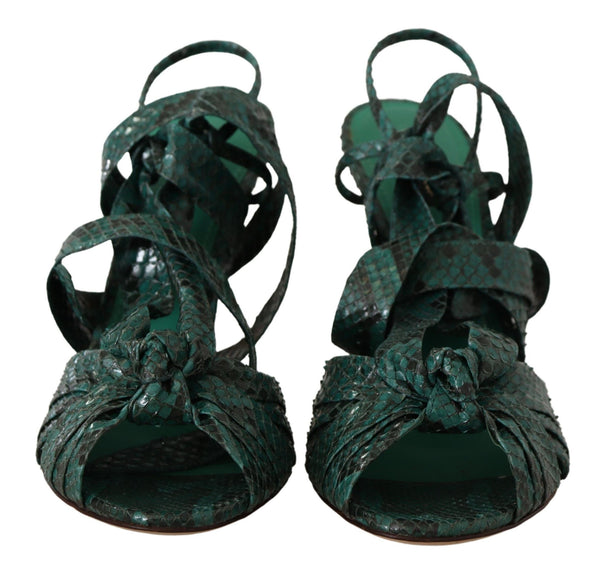 Grün Python Riemchen Sandalen Heels Schuhe