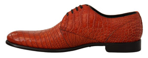 Orangefarbene Derby-Schuhe aus exotischem Leder