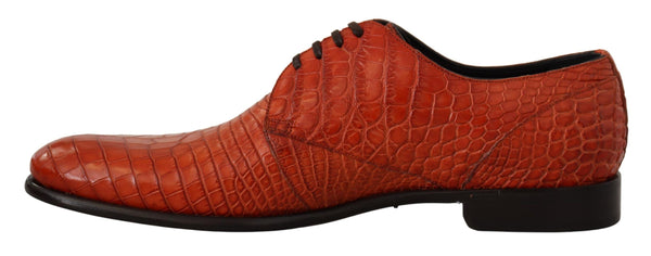 Orangefarbene Derby-Schuhe aus exotischem Leder