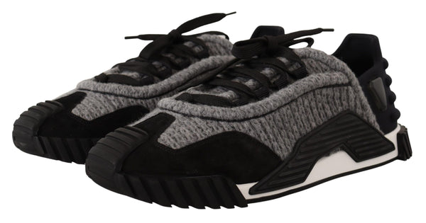 Schwarz Grau Stoff Lace Up NS1 Turnschuhe Schuhe