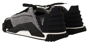 Schwarz Grau Stoff Lace Up NS1 Turnschuhe Schuhe
