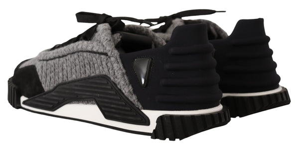 Schwarz Grau Stoff Lace Up NS1 Turnschuhe Schuhe