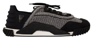Schwarz Grau Stoff Lace Up NS1 Turnschuhe Schuhe