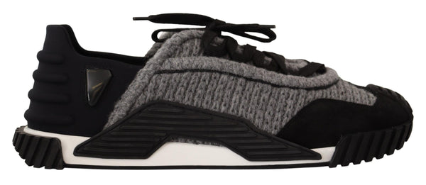 Schwarz Grau Stoff Lace Up NS1 Turnschuhe Schuhe