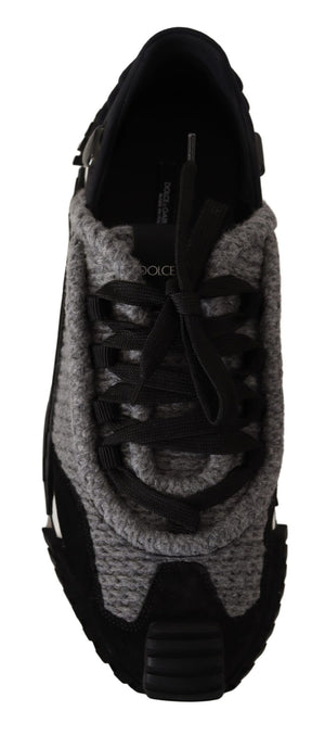 Schwarz Grau Stoff Lace Up NS1 Turnschuhe Schuhe