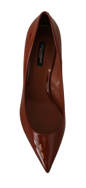 Braun Kitten Heels Pumps Lackleder Schuhe