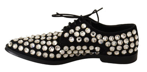 Schwarz Leder Kristalle Schnürschuhe Formal Schuhe