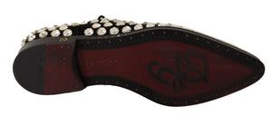 Schwarz Leder Kristalle Schnürschuhe Formal Schuhe