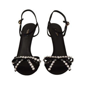 Schwarz Crystals Knöchelriemen Heels Sandalen Schuhe