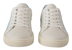 Weiß Blau Leder Low Top Turnschuhe Schuhe