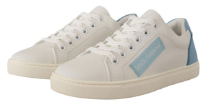 Weiß Blau Leder Low Top Turnschuhe Schuhe