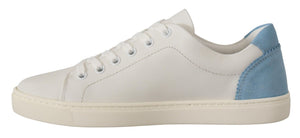 Weiß Blau Leder Low Top Turnschuhe Schuhe