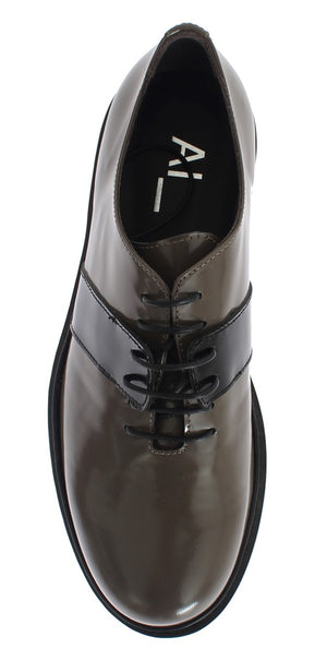 Graue Braune Leder Schnürschuhe