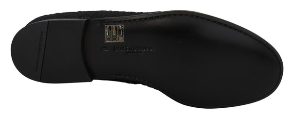 Schwarz Floral Jacquard Hausschuhe Loafers Schuhe