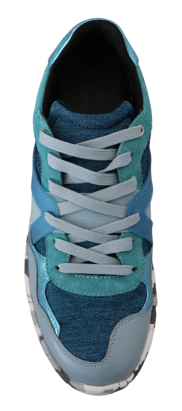 Blaue graue Leder Sport Low Top Turnschuhe