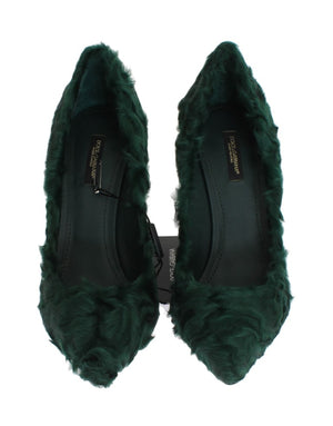 Grüne Xiangao Lammfell Leder Pumps