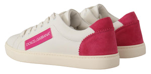Weiß Rosa Leder Low Top Sneakers Damen Schuhe
