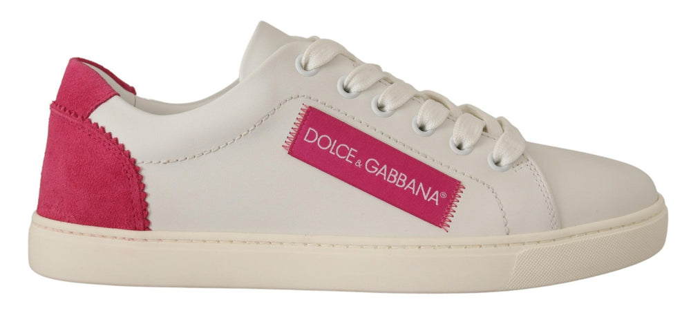 Weiß Rosa Leder Low Top Sneakers Damen Schuhe