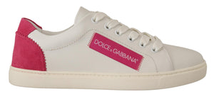 Weiß Rosa Leder Low Top Sneakers Damen Schuhe