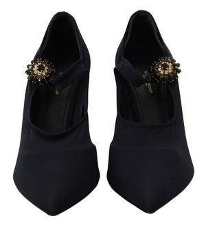 Schwarze Socken Stretch Crystal Pumps Schuhe