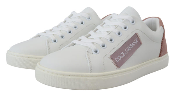 Weiß Rosa Leder Low Top Turnschuhe Schuhe