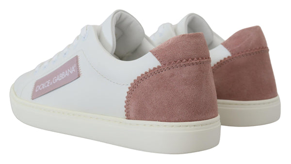 Weiß Rosa Leder Low Top Turnschuhe Schuhe