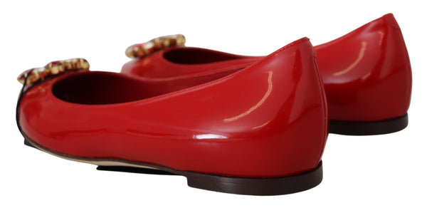 Rot Leder Kristalle Loafers Flats Schuhe