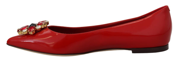 Rot Leder Kristalle Loafers Flats Schuhe