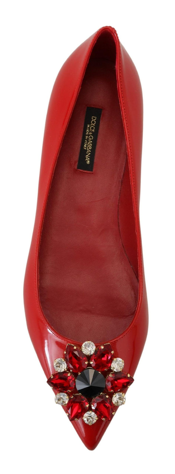 Rot Leder Kristalle Loafers Flats Schuhe