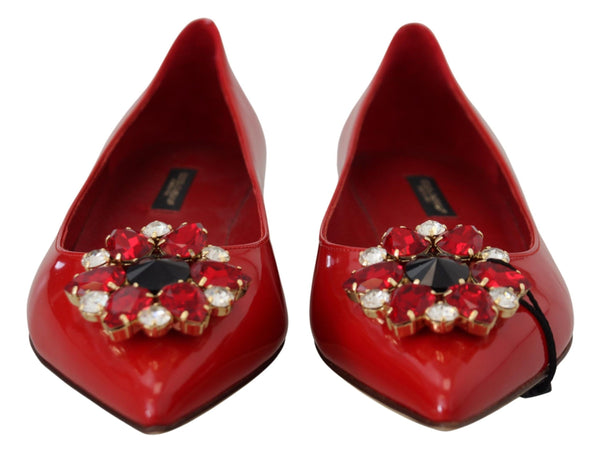Rot Leder Kristalle Loafers Flats Schuhe