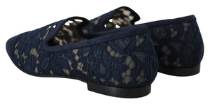 Blau Floral Spitze Slip Ons Loafers Flats Schuhe