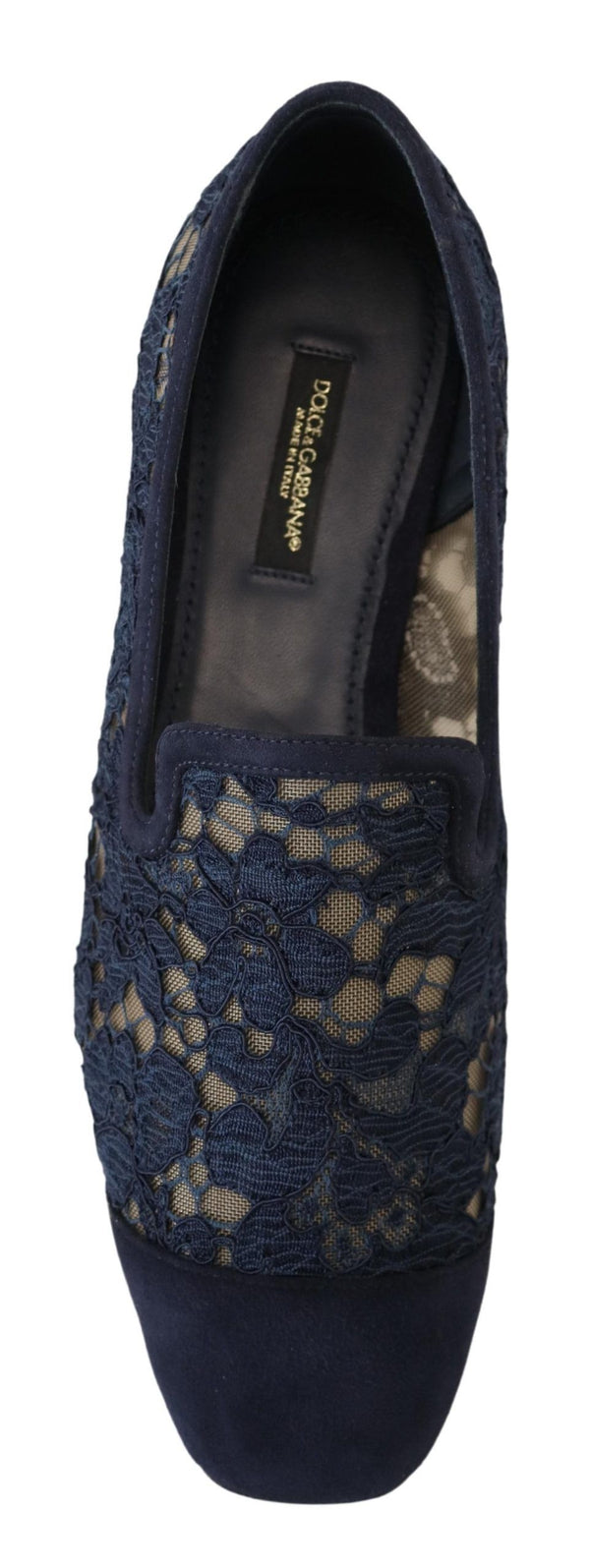 Blau Floral Spitze Slip Ons Loafers Flats Schuhe