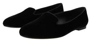 Schwarzer Samt Slip Ons Loafers Flats Schuhe