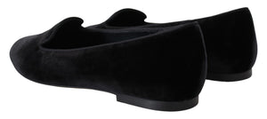 Schwarzer Samt Slip Ons Loafers Flats Schuhe