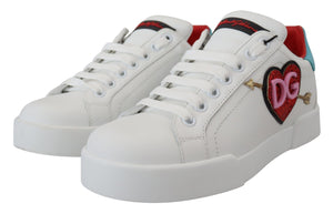 Weißes Leder Sneaker Portofino Logo Heart Schuhe