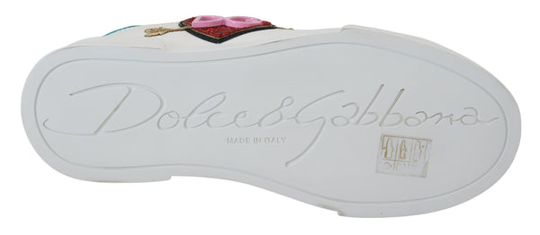 Weißes Leder Sneaker Portofino Logo Heart Schuhe