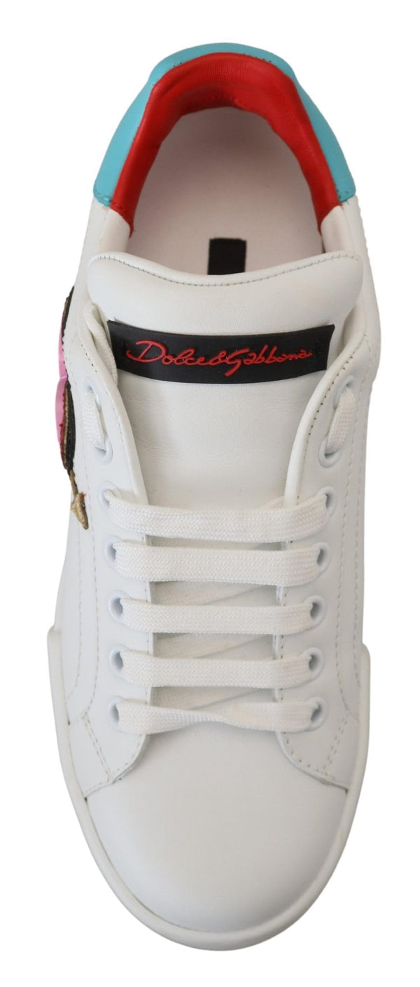 Weißes Leder Sneaker Portofino Logo Heart Schuhe
