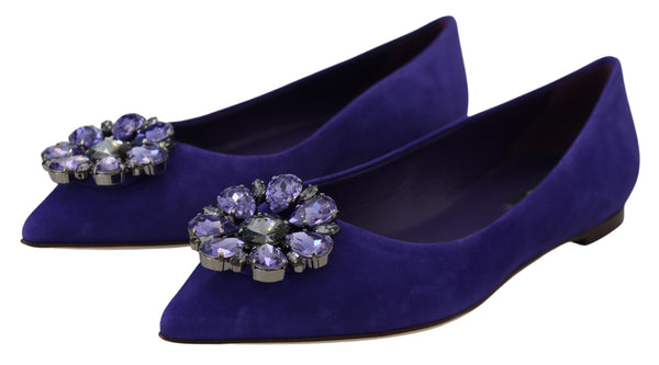 Lila Wildleder Kristalle Loafers Flats Schuhe