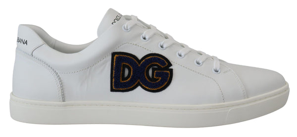 Weißes Leder DG Logo Casual Turnschuhe Schuhe