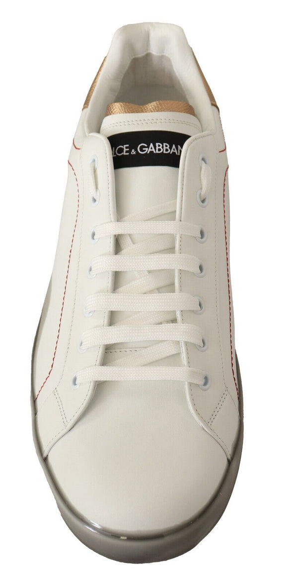 Weiß Gold Leder Low Top Turnschuhe Freizeitschuhe