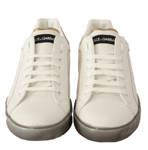 Weiß Gold Leder Low Top Turnschuhe Freizeitschuhe