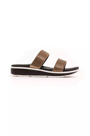 Beige Textil-Sandalen für Damen