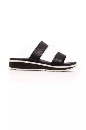 Schwarze Textil-Sandalette für Damen