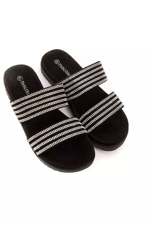 Silberne Textil-Sandalen für Damen