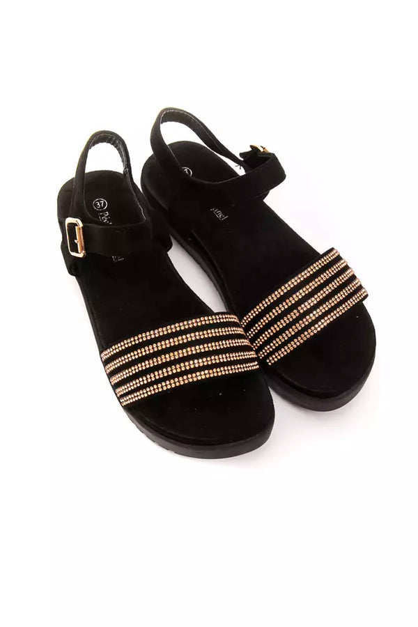 Goldene Textil-Sandalette für Damen